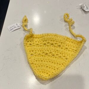 Sunny Yellow Crochet Dog Bandana